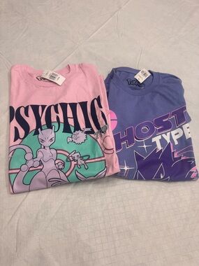 Pokemon Pink & Purple Psychic and Ghost Type Graphic Tees, Unisex size large
